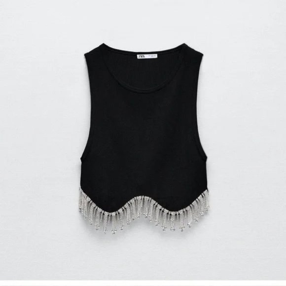 Zara SEAMLESS RHINESTONE TOP - Picture 1 of 10